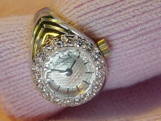 Rare 18k white gold Patek Philippe diamond ring watch cal 13.  5 - 320 movement 3