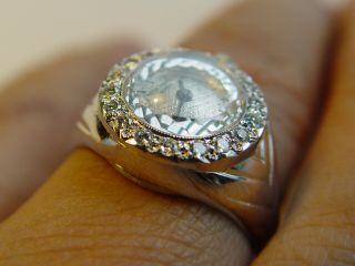 Rare 18k white gold Patek Philippe diamond ring watch cal 13.  5 - 320 movement 4