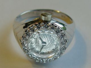 Rare 18k white gold Patek Philippe diamond ring watch cal 13.  5 - 320 movement 6