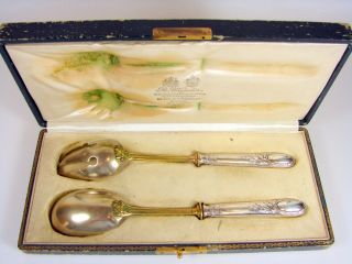French Louis Xvi Sterling Silver Salad Serving Set Signed By Emile Puiforcat Box