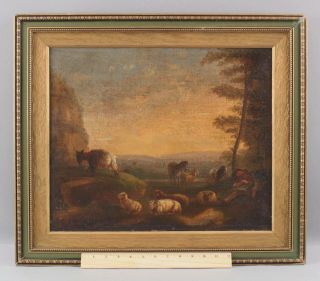 18thc Antique Oil Painting Sleeping Sheppard & Landscape Joseph Bonaparte Estate