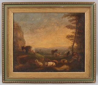 18thC Antique Oil Painting Sleeping Sheppard & Landscape Joseph Bonaparte Estate 2