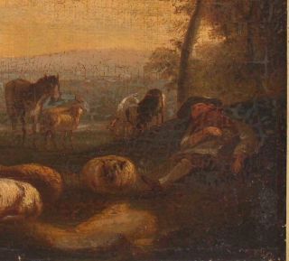 18thC Antique Oil Painting Sleeping Sheppard & Landscape Joseph Bonaparte Estate 8