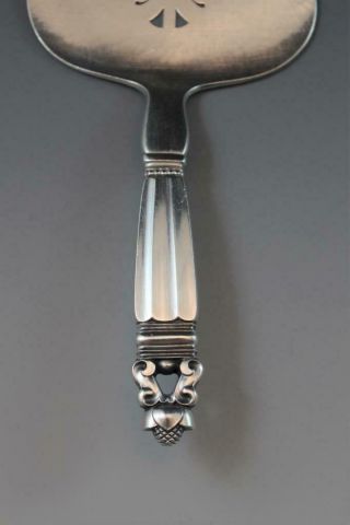 Georg Jensen Acorn Pierced Sterling Silver Tart Server RARE 9 1/8 