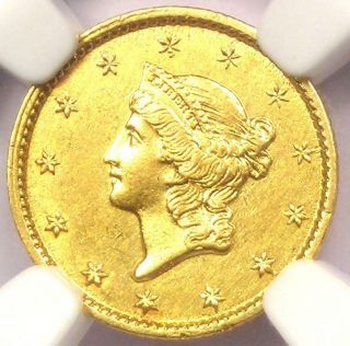 1851 - C Liberty Gold Dollar G$1 - Ngc Au Details - Rare Charlotte Coin - Near Ms