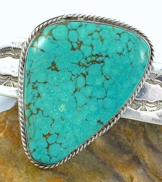 74g BIG VINTAGE Navajo Sterling 8 NUMBER EIGHT SPIDERWEB Turquoise Cuff Sz 7.  25 5