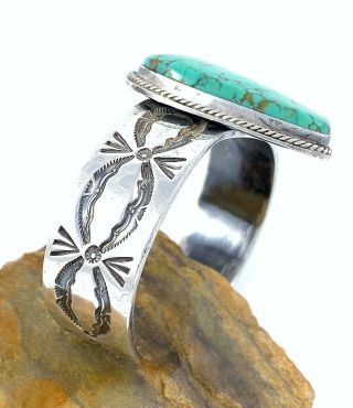74g BIG VINTAGE Navajo Sterling 8 NUMBER EIGHT SPIDERWEB Turquoise Cuff Sz 7.  25 8