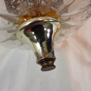 Vintage Mid Century Clear Crackle Glass Globe Shade Swag Hanging Lamp Light 5