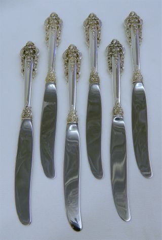 6 Vintage Wallace Grande Baroque Sterling Silver 9 3/4 " Table Knives