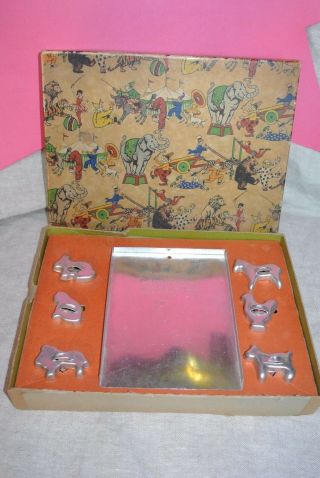 Vintage Childrens Aluminum Cooky Pan With Tiny Animal Cutouts Nib