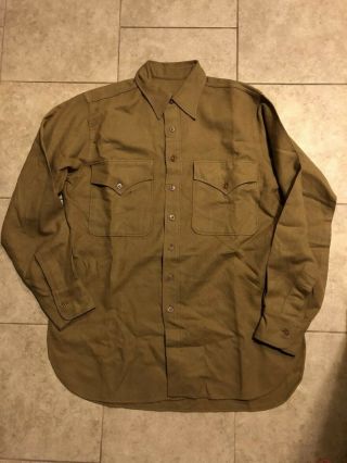 Wwii Usmc Wool Flannel Winter Service Shirt Large