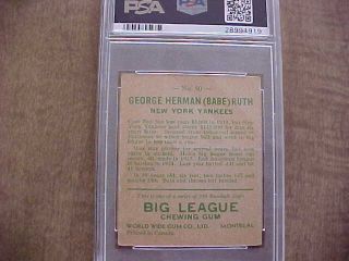 Rare 1933 Goudey World Wide Gum V353 Babe Ruth Card (HOF) PSA 4 VG - EX (MK) 2