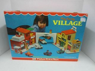 Vintage 1973 Fisher - Price 997 Little People Play Family Village Box