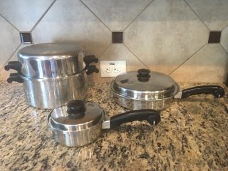 Vintage 6 Pc Saladmaster T304s Stainless Steel Cookware Set Vapo Lid Made In Usa