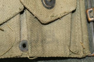 WW2 U.  S.  Army 10 Pocket Garand Rifle Ammo OD Canvas Belt,  U.  S.  Stamped 2