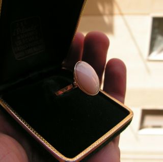 Ring Pink Coral Yellow Gold 18k Vintage Italian Fine Cocktail S 8,  5