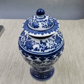 An Antique Blue And White Porcelain Vase With Cover In China Jingdezhen China