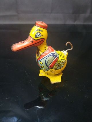 Vintage 1930s J Chein Long Bill Tin Litho Wind Up Donald Duck Walking Waddles