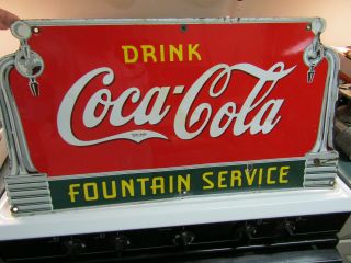 Rare Double Dispencer Fountain Service Porcelain Coca Cola Sign