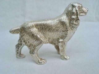 Solid Silver Model Of A Spaniel By Albert Edward Jones Birmingham 1970.