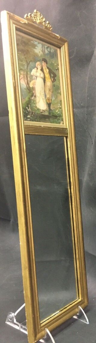 Antique Gold Framed Hall Mirror With Litho Picture