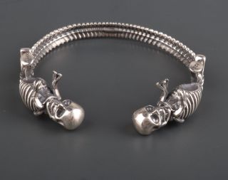 Collector Edition 925 Solid Silver Handmade Rare Ant Man Skull Statue Bracelet