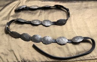 Vintage Handmade Sterling Silver Concho Belt 15 Conchos & Buckle