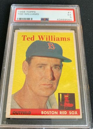 1958 Topps 1 Red Sox Hof Ted Williams Psa - 5 Ex “honus Abe’s Vintage Cards”