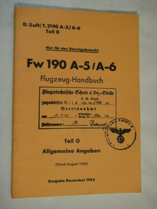 Flugzeug Handbuch Fw 190 A - 5 / A - 6