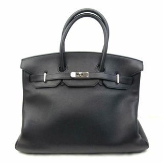Hermes Birkin 35 Hand Tote Bag Leather Black Noir Shw Vintage N 2010