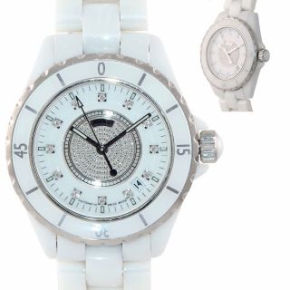 Rare Chanel Paris J12 H1759 White Ceramic 38mm Automatic Date Diamond Watch