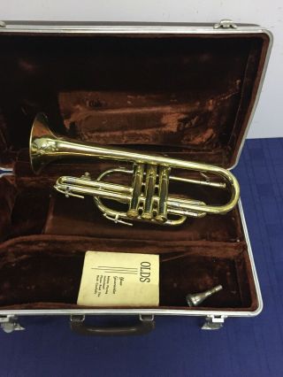 Vintage Olds Ambassador Los Angeles Bore Bb Cornet with case & Mouthpiece LA USA 4