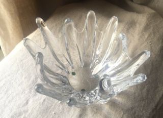 Vintage Daum France Crystal Hand Blown Art Glass Freeform Center Bowl Vase 1950