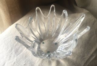 Vintage Daum France Crystal Hand Blown Art Glass Freeform Center Bowl vase 1950 5
