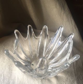 Vintage Daum France Crystal Hand Blown Art Glass Freeform Center Bowl vase 1950 6