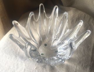 Vintage Daum France Crystal Hand Blown Art Glass Freeform Center Bowl vase 1950 7