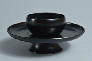 S6904: Japanese Wooden Lacquer Ware Tenmoku Teabowl Stand/tray