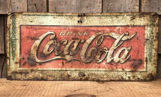 Ultra Rare Early 1920s Antique ‘drink Coca Cola’ Soda Fountain Pop Metal Sign