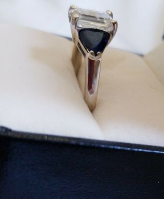 Solitaire 2.  51Ct EMERALD Cut GIA CERT.  Diamond Ring White Gold w/Rare Sapphires 6