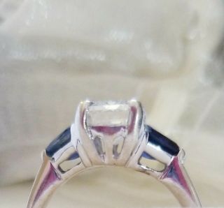Solitaire 2.  51Ct EMERALD Cut GIA CERT.  Diamond Ring White Gold w/Rare Sapphires 7