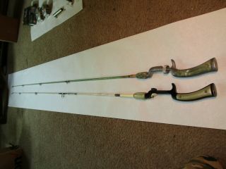 vintage rare ST CROIX and J.  C.  HIGGINS pistol grip fishing rods,  5 1/2 feet 4