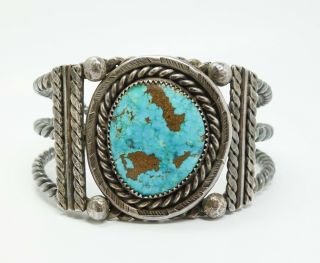 Exceptional & Large Vintage American Indian Sterling Silver Turquoise Bracelet