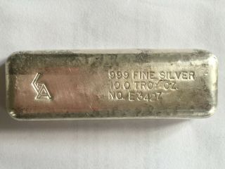 Rare Vintage Ga 10 Oz.  999 Fine Silver Bar Golden Analytical E3427