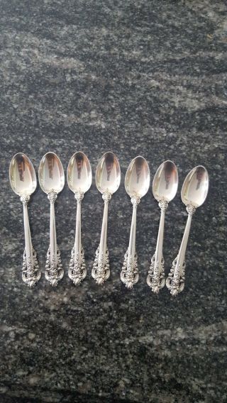 Wallace Sterling Silver Set Of 7 Demitasse Spoons Grand Baroque