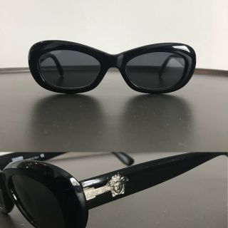 Vtg Gianni Versace Black Sunglasses Square S Tiny Cateye Medusa Mod 309 Italy