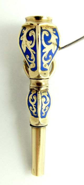 Antique Victorian 9ct Gold Enamel & Citrine Watch Key Pendant Fob Charm