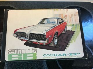 Amt 1968 Cougar - Xr7 Model Kit No Decals Or Interior Slide Out Box