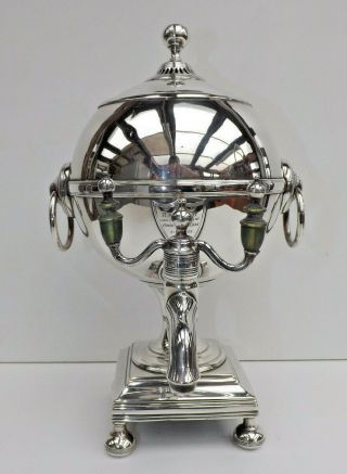 Antique Silver On Copper Georgian Spherical Tea/wine Urn With Hallmarked Plaque
