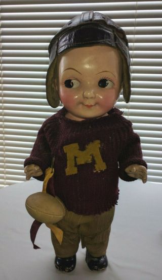 Vintage Buddy Lee Doll,  Football Player Or Fan,  M On Sweater Front,  7 On Back