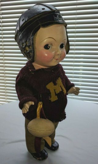 Vintage Buddy Lee Doll,  Football Player or Fan,  M on sweater front,  7 on back 3